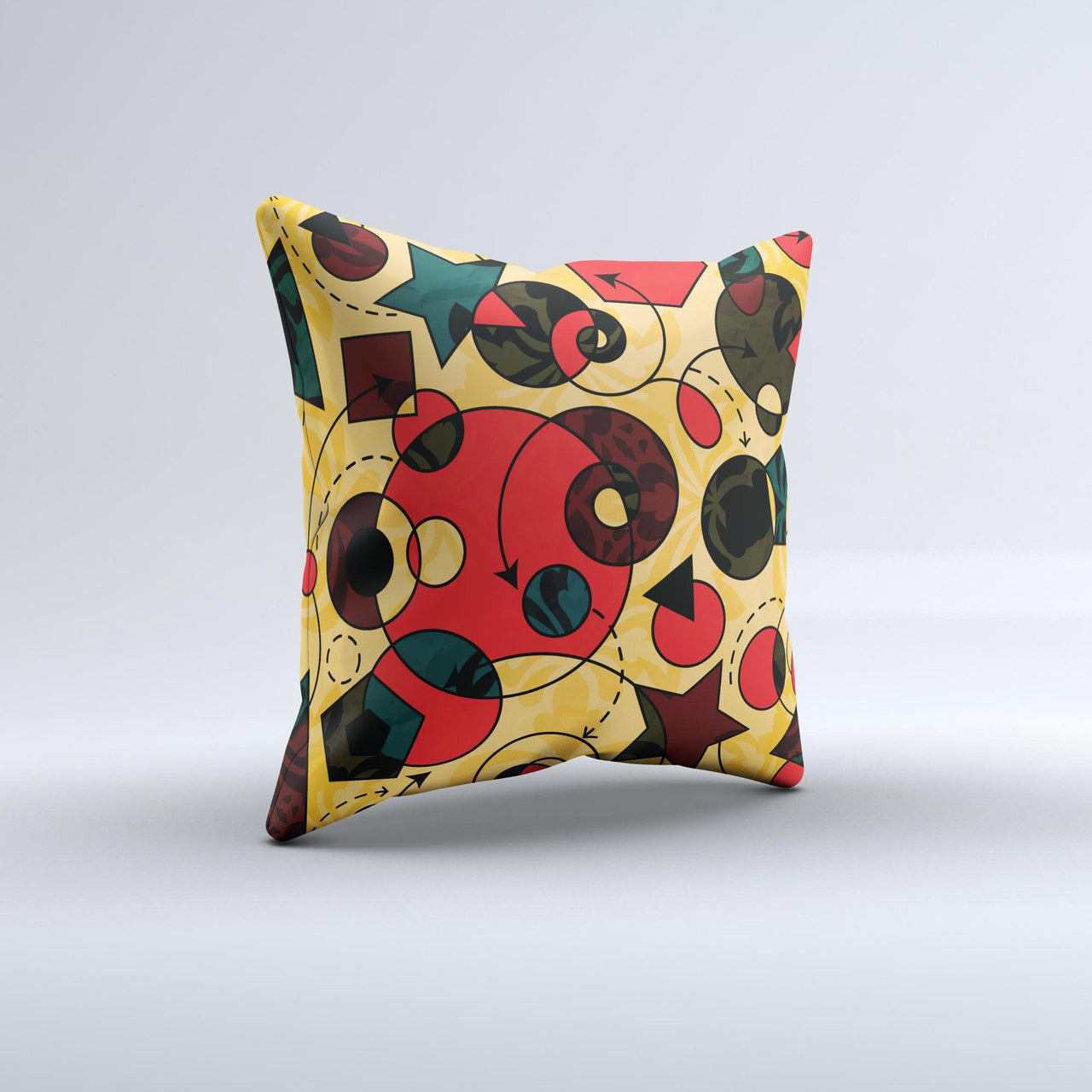 Vintage Red and Tan Abstarct Shapes Ink-Fuzed Decorative Throw Pillow
