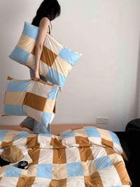 Thumbnail for Dopamine Checker Queen Duvet Cover Set With Pillowcases & Fitted Sheet