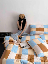 Thumbnail for Dopamine Checker Queen Duvet Cover Set With Pillowcases & Fitted Sheet