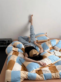 Thumbnail for Dopamine Checker Queen Duvet Cover Set With Pillowcases & Fitted Sheet