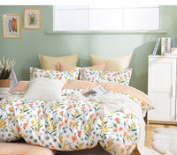 Thumbnail for Estella Orange Floral 100% Cotton Reversible Comforter Set