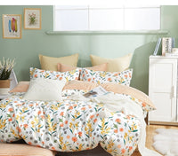 Thumbnail for Estella Orange Floral 100% Cotton Reversible Comforter Set