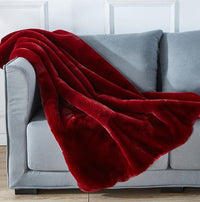 Thumbnail for Red Chinchilla Faux Fur Throw Blanket