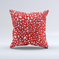 Thumbnail for Red Floral Sprout Ink-Fuzed Decorative Throw Pillow