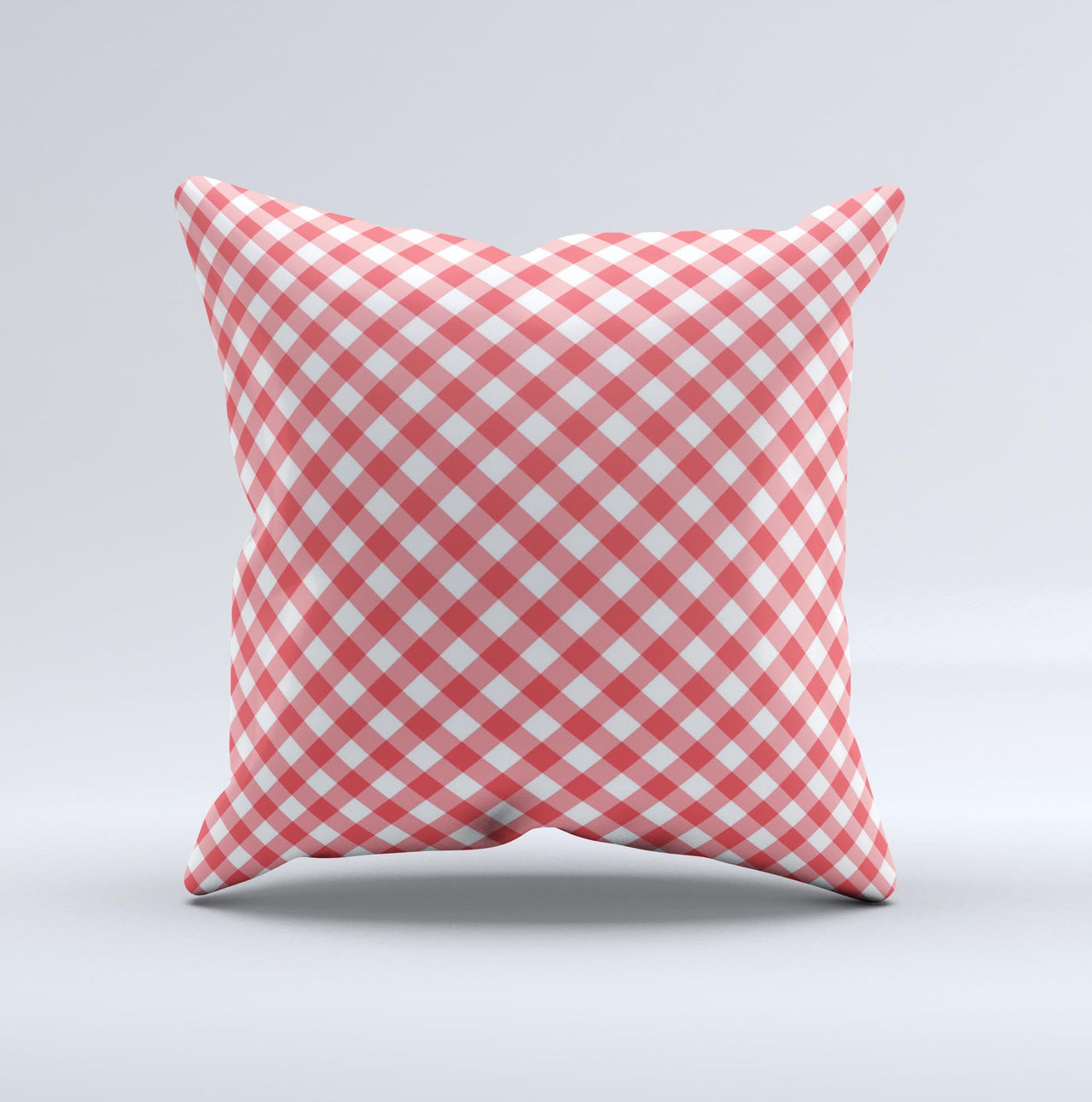 Red & White Plaid Ink-Fuzed Decorative Throw Pillow