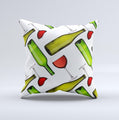 Red Wine Bottles and Glasses ink-Fuzed Decorative Throw Pillow