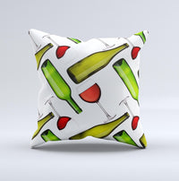 Thumbnail for Red Wine Bottles and Glasses ink-Fuzed Decorative Throw Pillow
