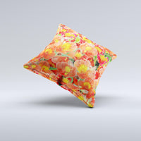 Thumbnail for Red and Yellow Watercolor Flowers ink-Fuzed Decorative Throw Pillow