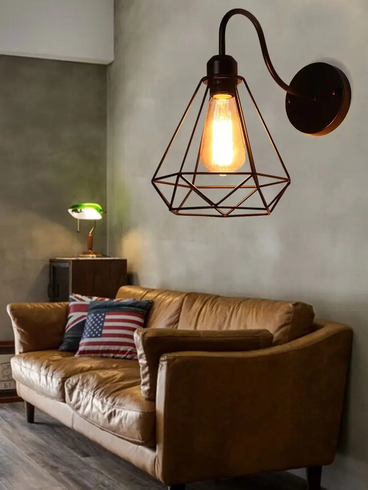 Industrial Vintage Wire Cage Wall Sconces