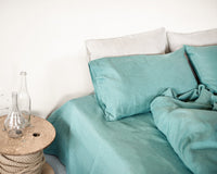 Thumbnail for White linen flat bedsheet