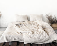 Thumbnail for White linen flat bedsheet