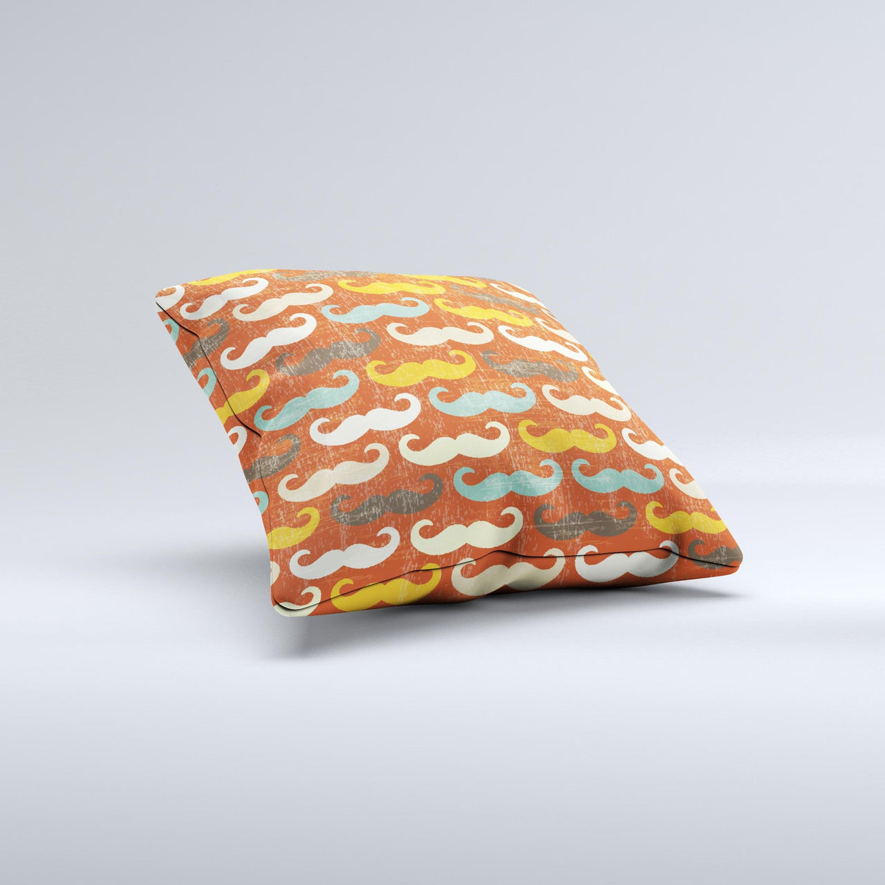 Vintage Dark Red Mustache Pattern ink-Fuzed Decorative Throw Pillow