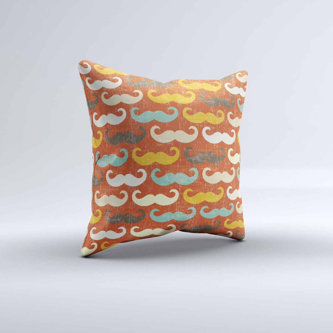 Vintage Dark Red Mustache Pattern ink-Fuzed Decorative Throw Pillow