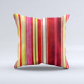 Vintage Red & Yellow Grunge Striped Ink-Fuzed Decorative Throw Pillow