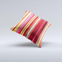Thumbnail for Vintage Red & Yellow Grunge Striped Ink-Fuzed Decorative Throw Pillow