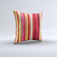 Thumbnail for Vintage Red & Yellow Grunge Striped Ink-Fuzed Decorative Throw Pillow