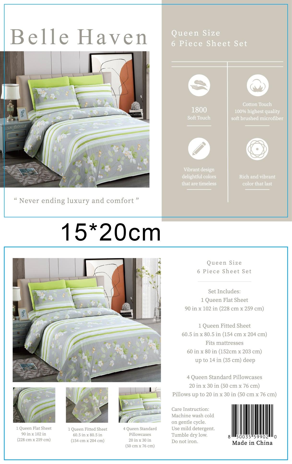 Belle Haven 6 Piece Cotton Bedsheet Set