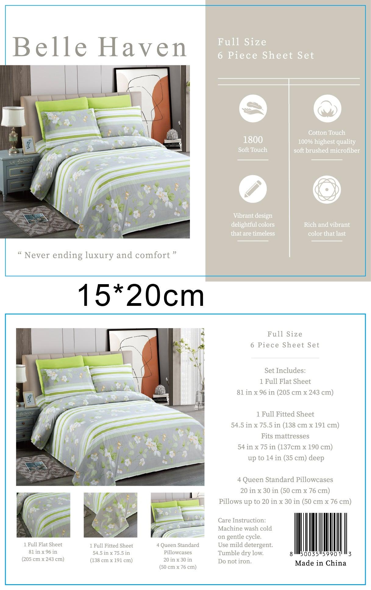 Belle Haven 6 Piece Cotton Bedsheet Set