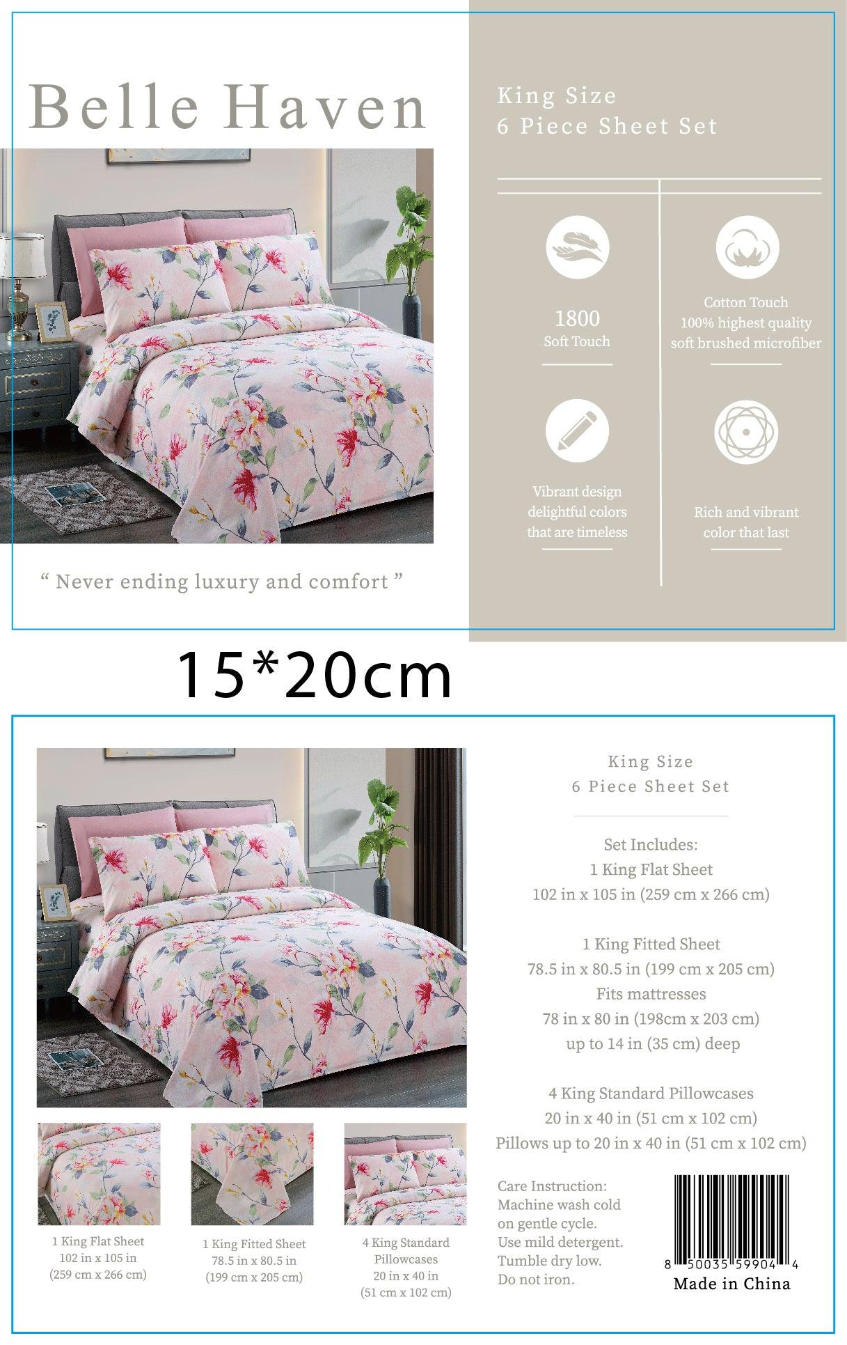 Belle Haven 6 Piece Cotton Bedsheet Set