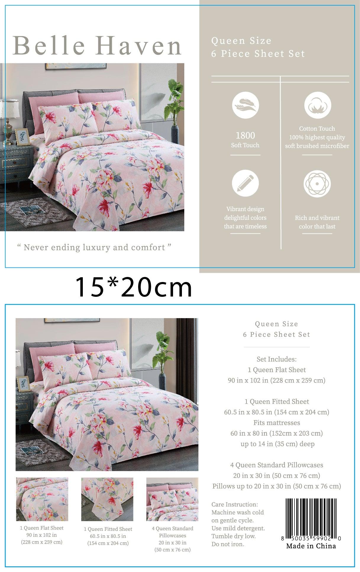 Belle Haven 6 Piece Cotton Bedsheet Set