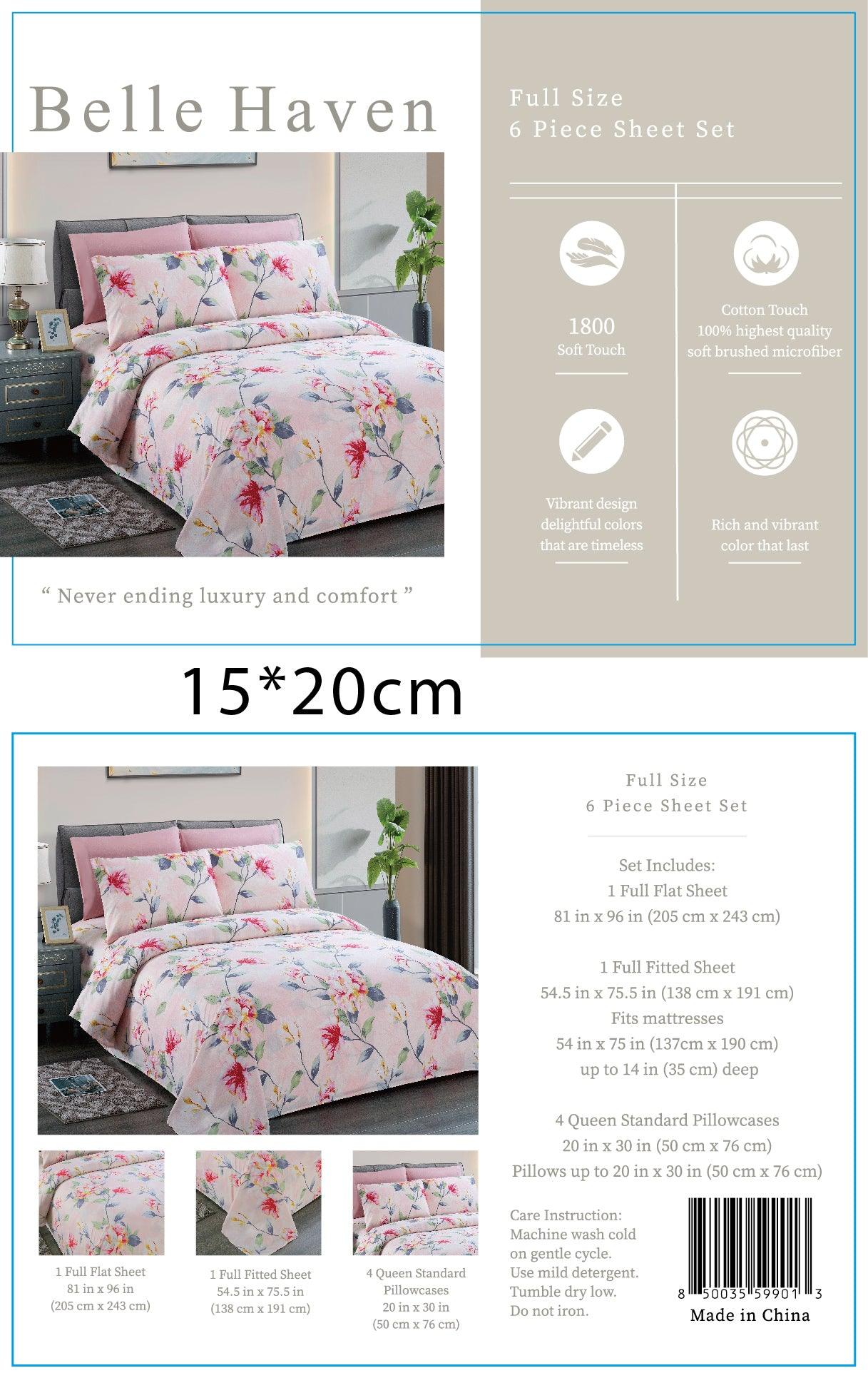 Belle Haven 6 Piece Cotton Bedsheet Set