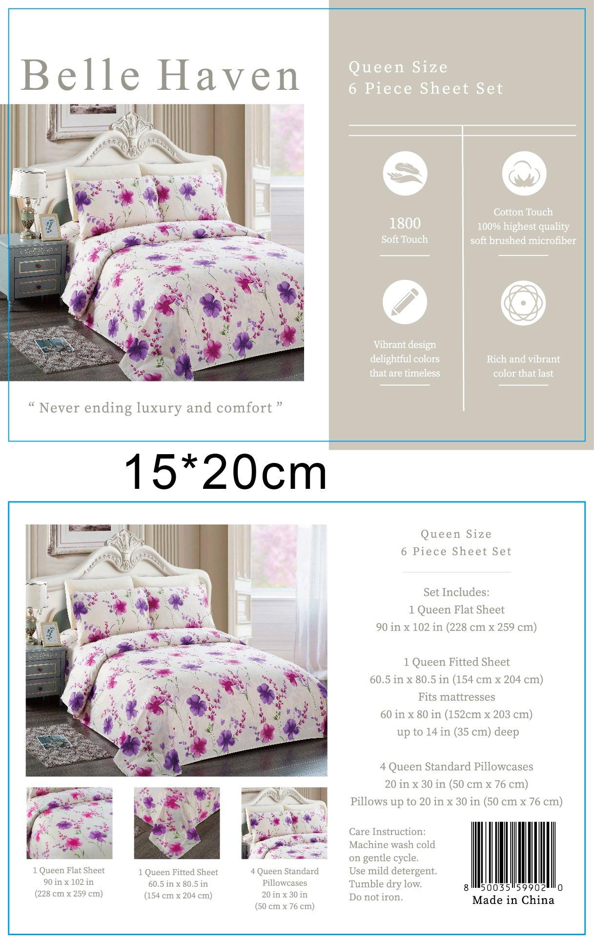 Belle Haven 6 Piece Cotton Bedsheet Set