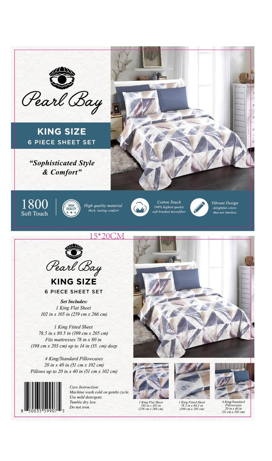 Pearl Bay 6 Piece Bed Sheet & Pillow Set