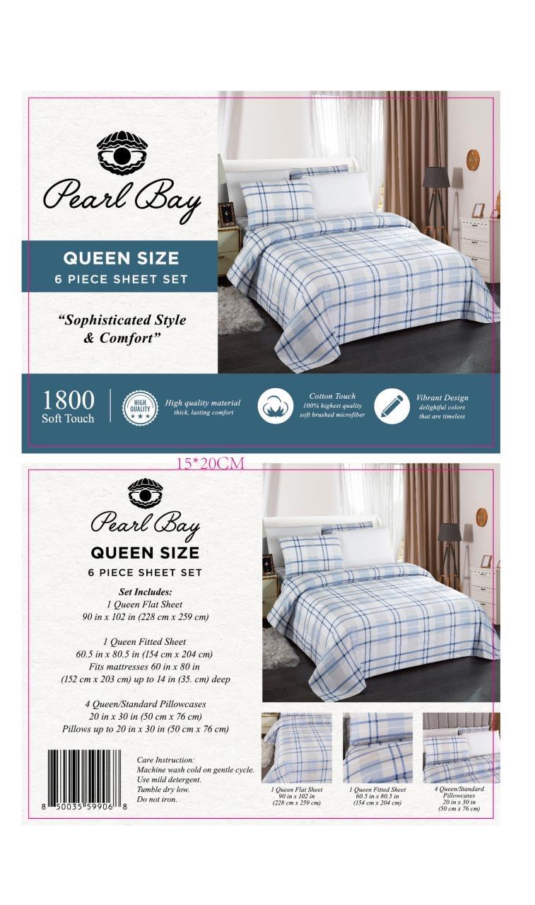 Pearl Bay 6 Piece Bed Sheet & Pillow Set