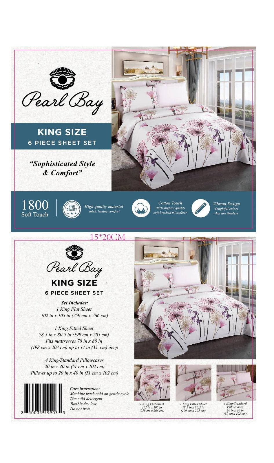 Pearl Bay 6 Piece Bed Sheet & Pillow Set