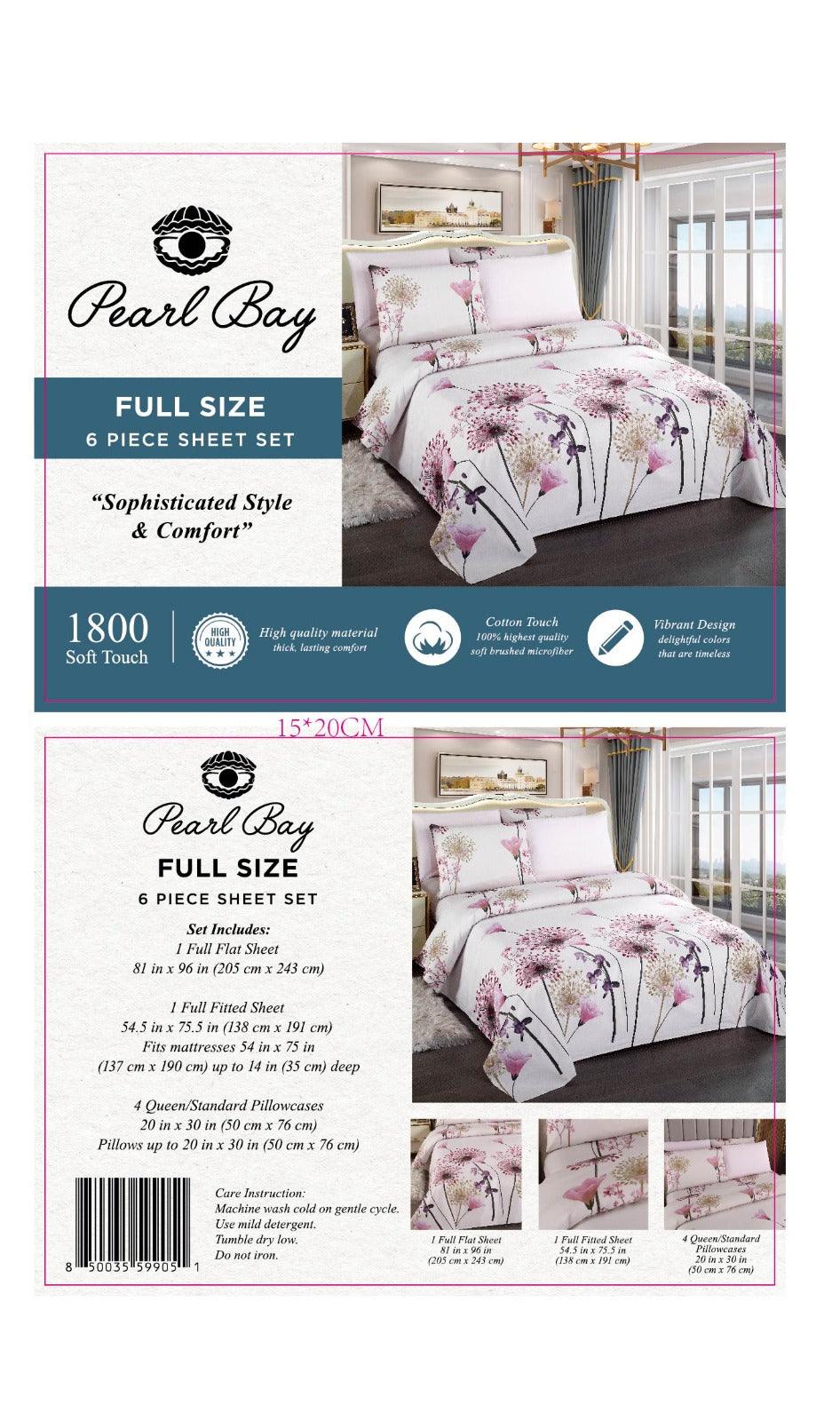 Pearl Bay 6 Piece Bed Sheet & Pillow Set