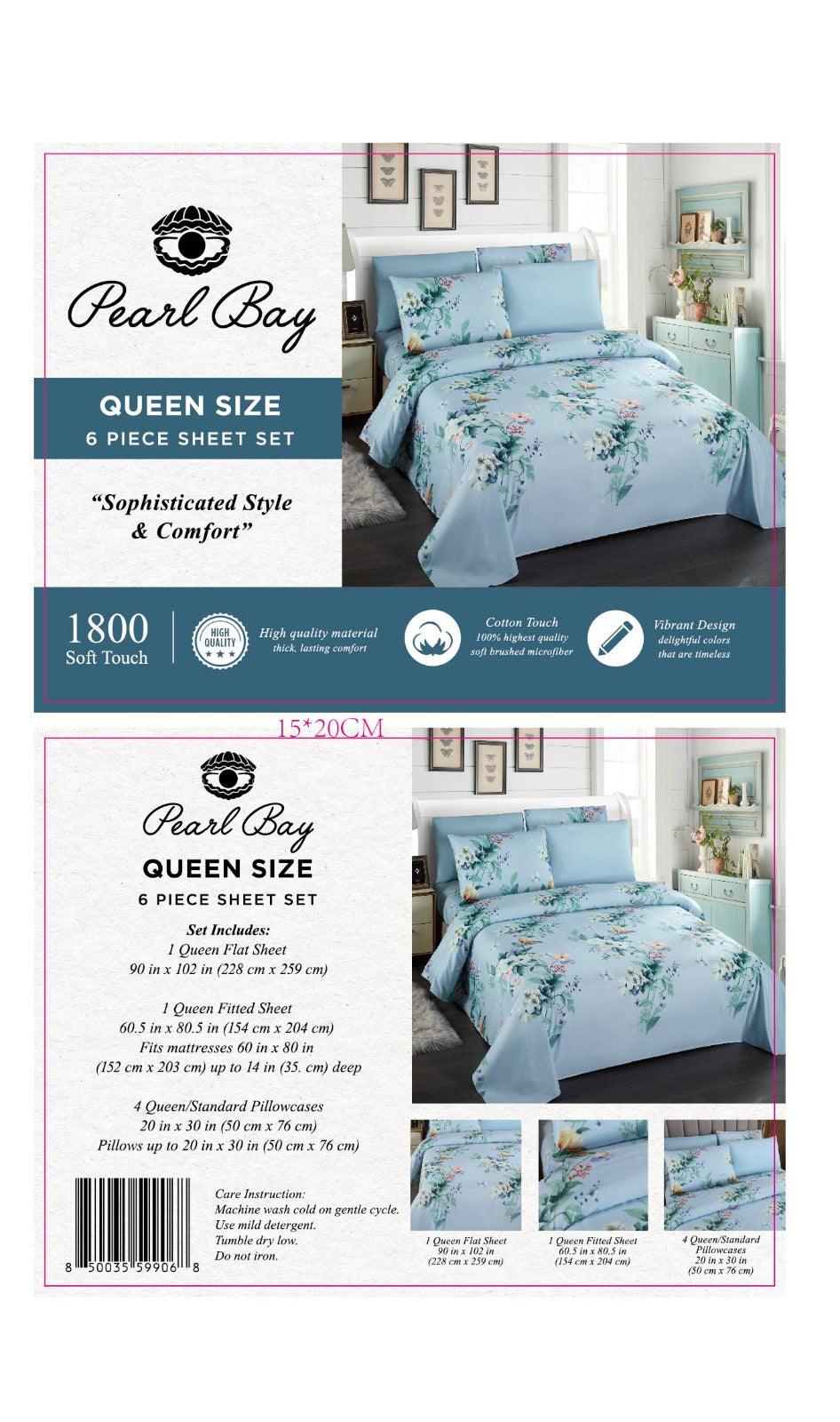 Pearl Bay 6 Piece Bed Sheet & Pillow Set