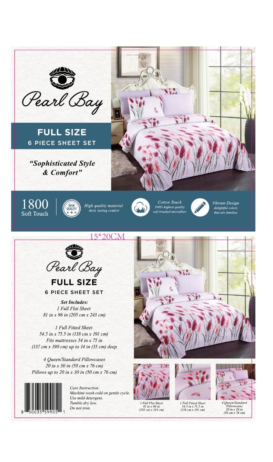 Pearl Bay 6 Piece Bed Sheet & Pillow Set