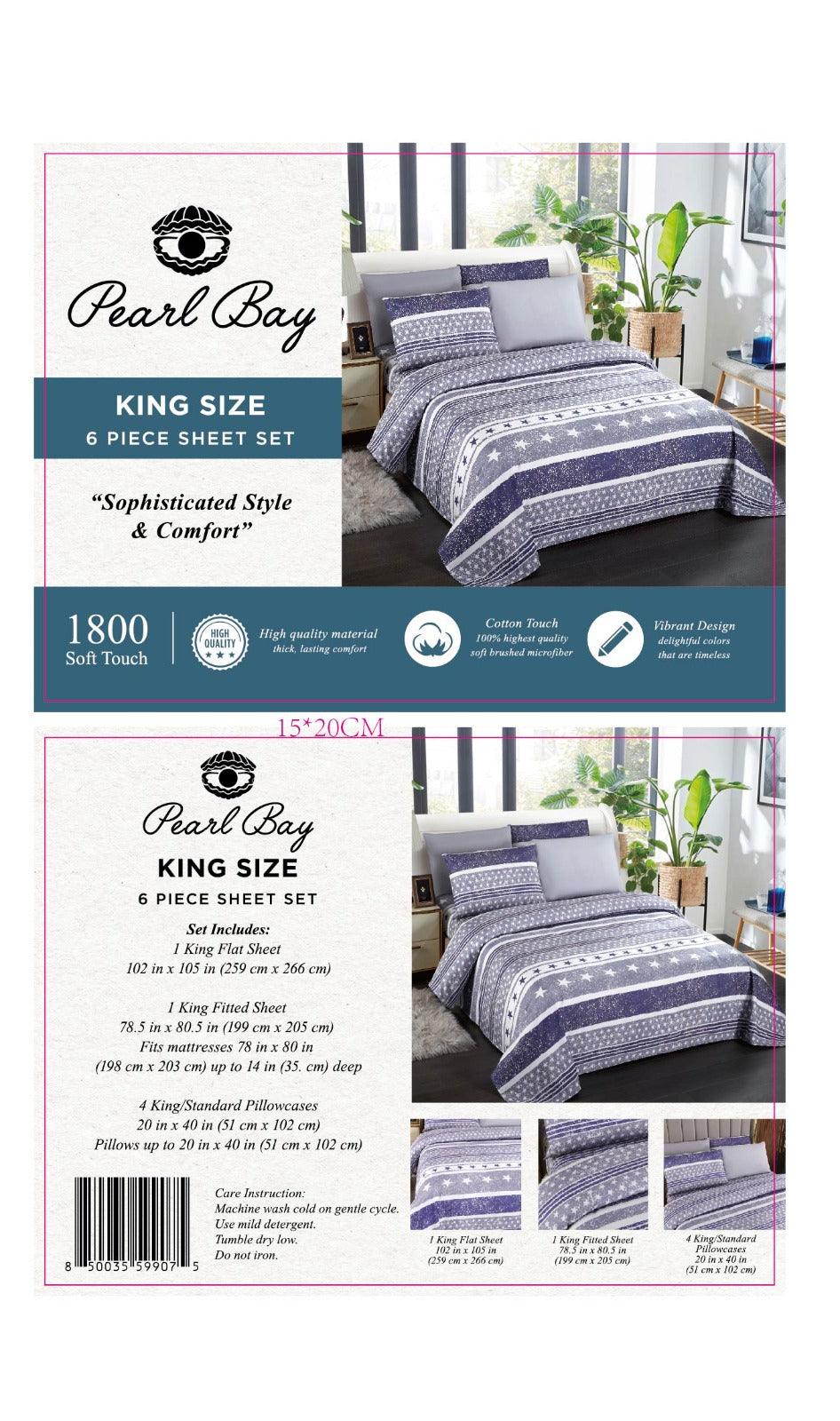 Pearl Bay 6 Piece Bed Sheet & Pillow Set