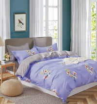 Thumbnail for Purple Floral 100% Cotton Reversible Comforter Set