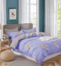 Thumbnail for Purple Floral 100% Cotton Reversible Comforter Set