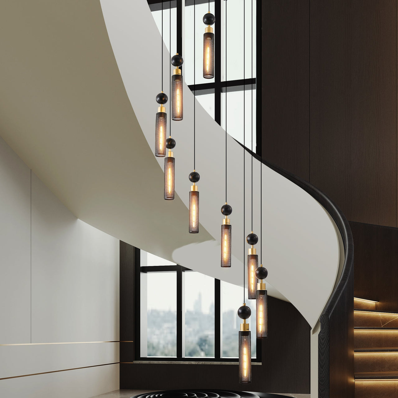 Modern Industrial Multi-Light Pendant Chandelier