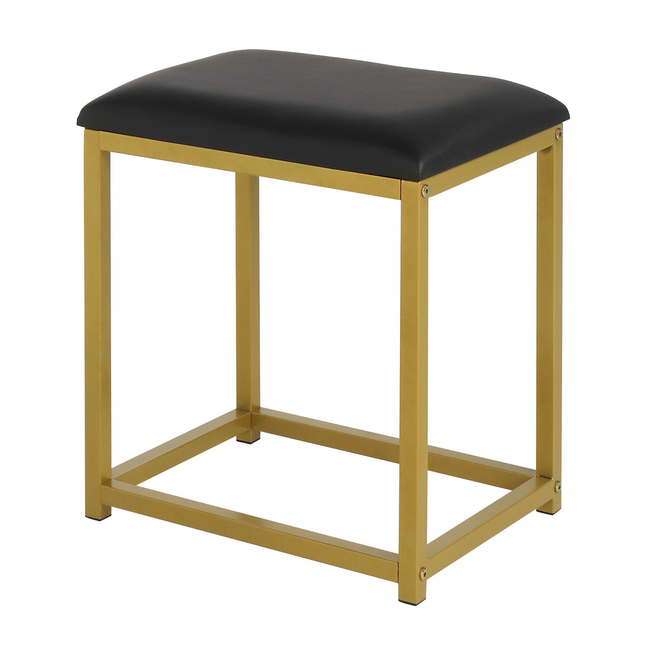 Black, Particleboard, Steel Frame, Two-drawer, Three-tier Shelf, Dressing Table Set