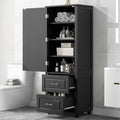 Tall Freestanding Storage Cabinet With Two Drawers And Adjustable Shelf