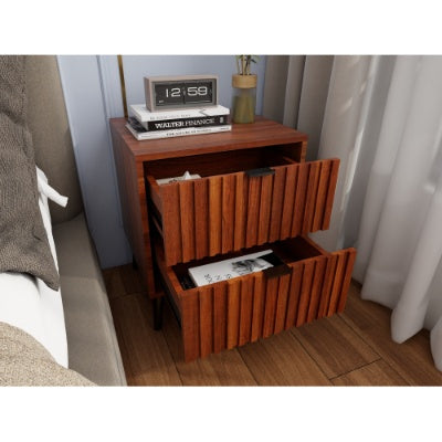 Wooden Nightstand With 2 Drawers