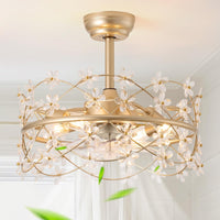 Thumbnail for Gold Caged Ceiling Fan with Light