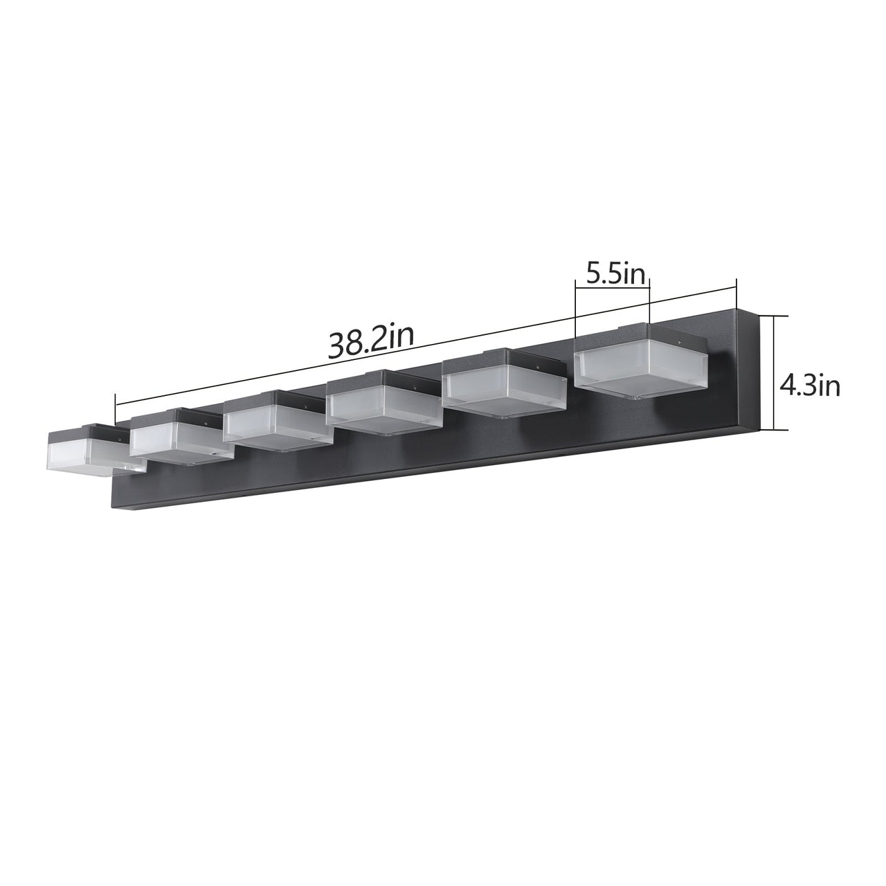 Modern 6-Light Black LED Vanity Mirror Light Fixture