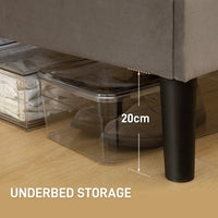 Thumbnail for HOMCOM King Size Bed Frame, With Velvet-Feel Headboard