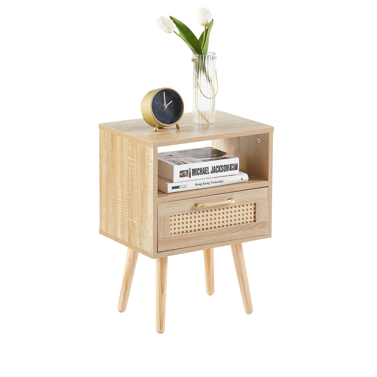 Rattan End Table With Drawer