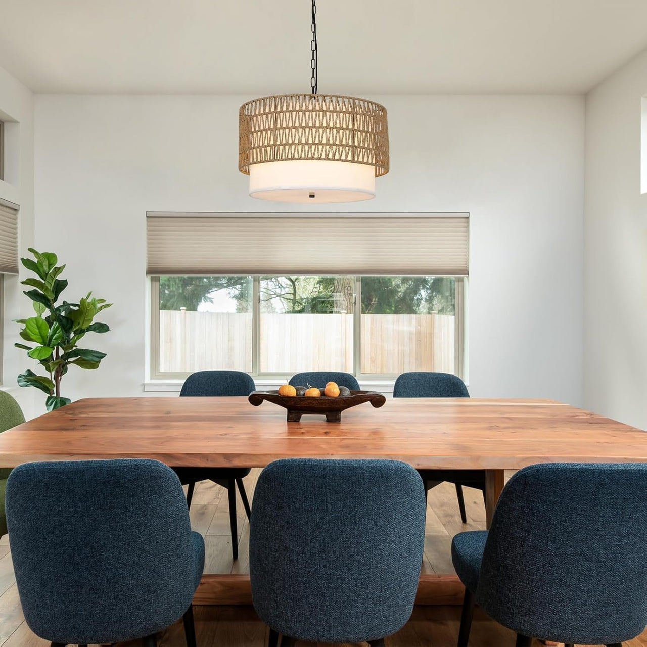 5-Light Rattan Boho Chandelier