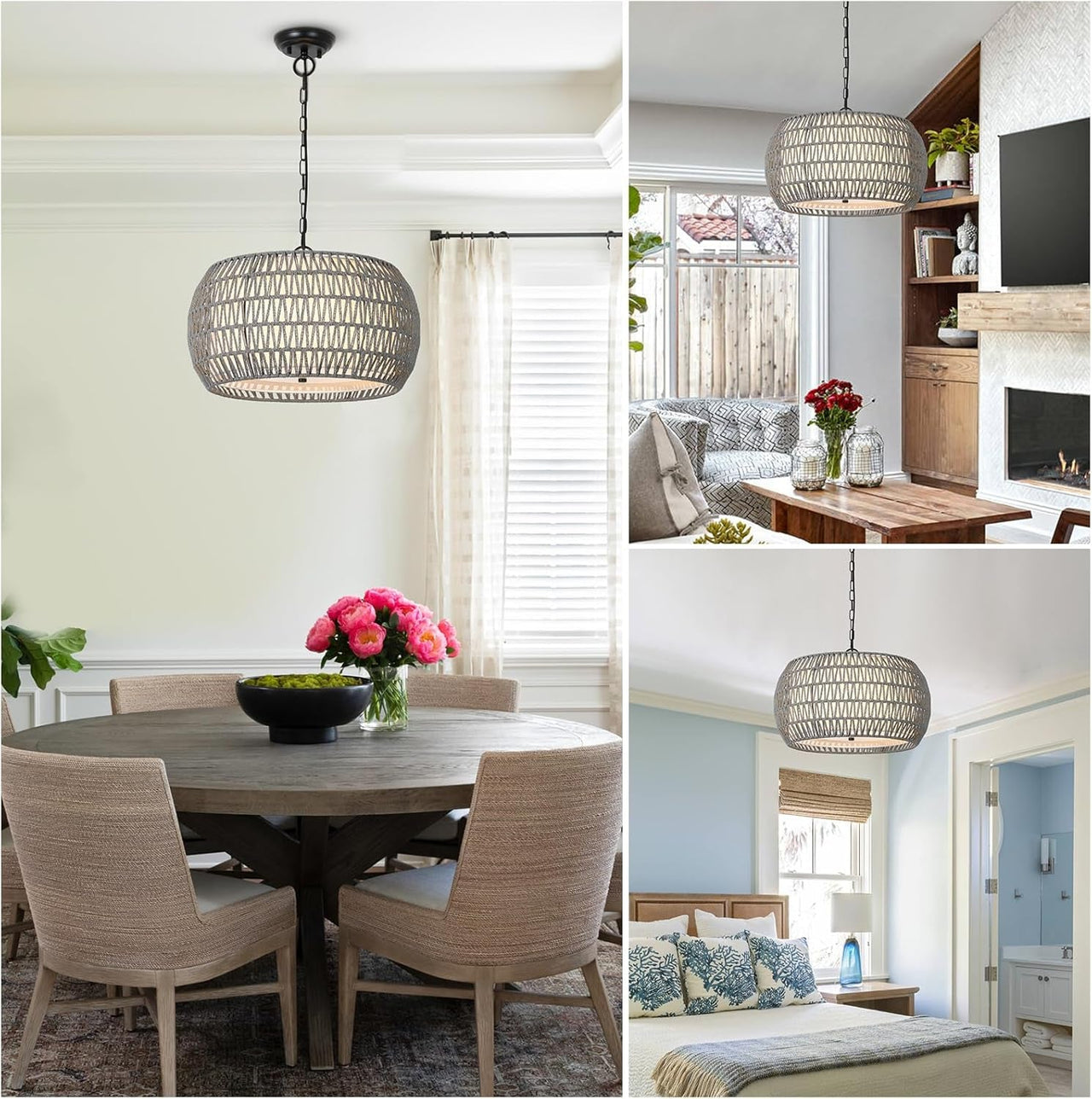 5-Lights Rattan Chandelier