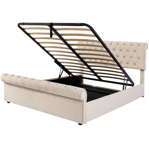 Functional Bed With Slatted Frame And Storage