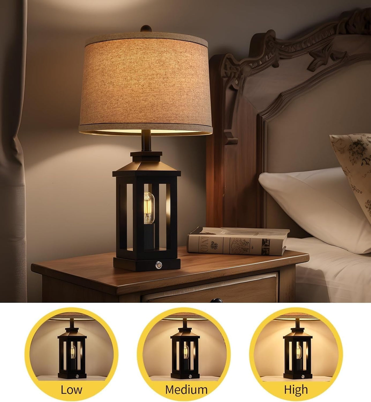 Retro Black Table Lamps Touch Control