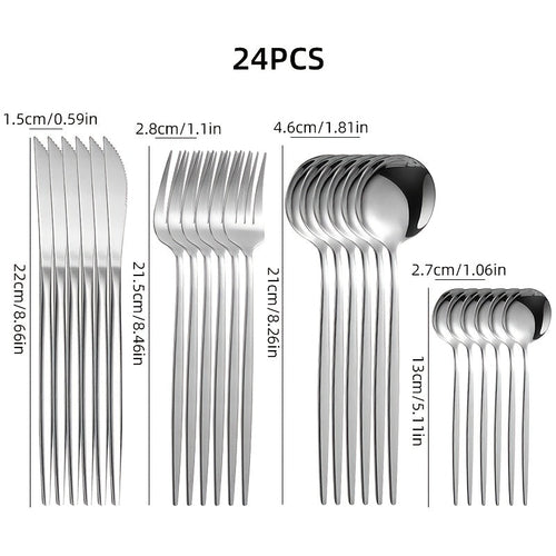 24Piece DishwasherSafe Stainless Steel Cutlery Set
