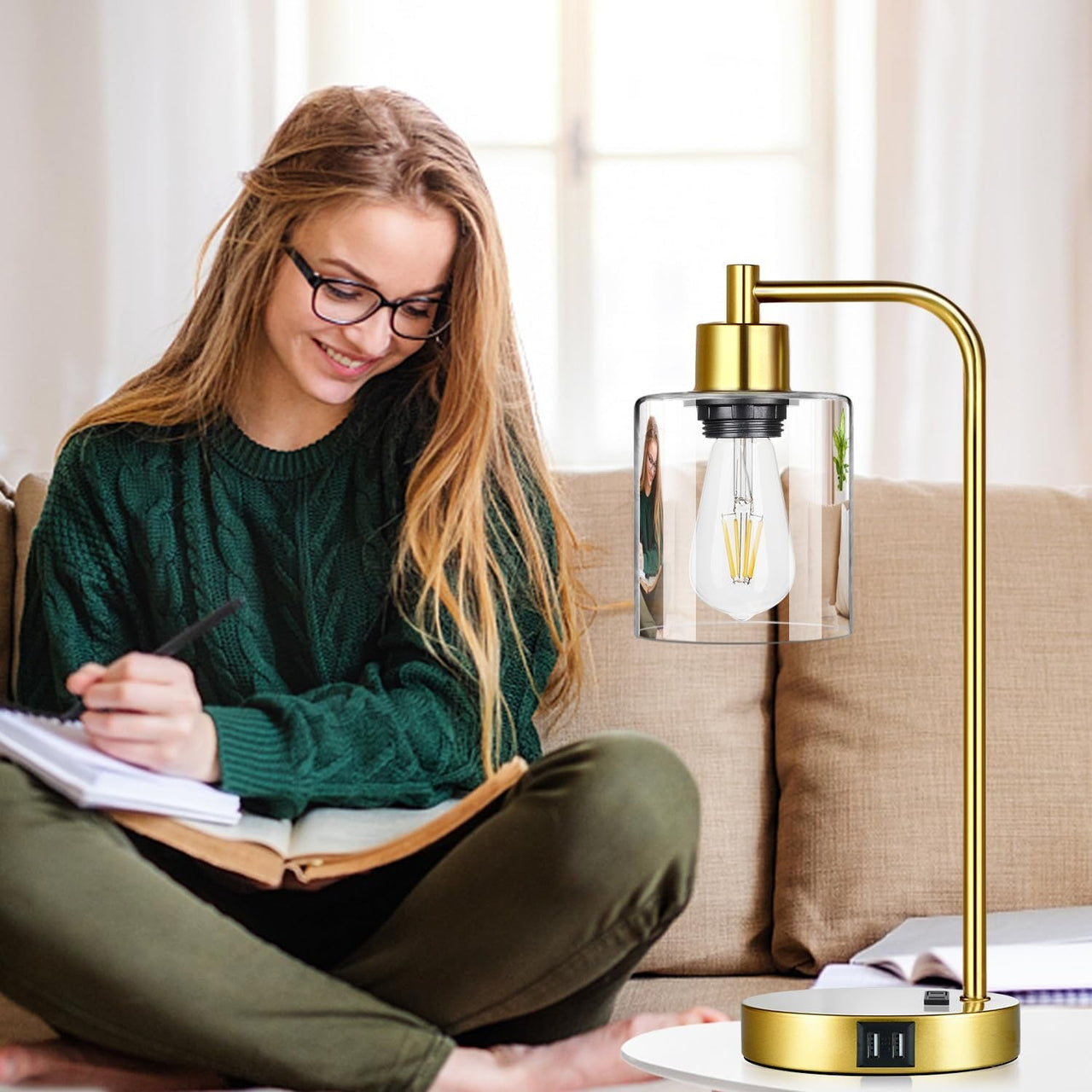 Industrial Touch Control Table Lamps Set of 2