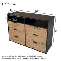 Thumbnail for Sideboard Cabinet Dresser With 6 Drawers And 2 Open Shelves